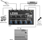 LZSIG Mini Audio Mixer, Stereo Line Mixer for Sub-Mixing, Ultra Low-Noise, 4-Channel, Dynamic Microphone Independent Control, 1/4" & 1/8" TRS Output and Input for Guitars,Bass,Keyboards