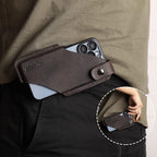 Topstache Leather Phone Holster - Magnetic Clip Case for iPhone & Samsung, Dark Brown