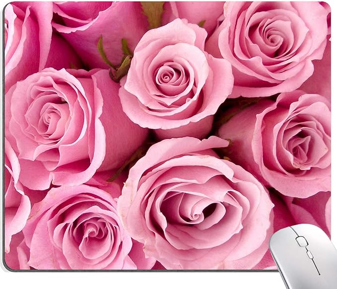 IMAYONDIA Pink Rose Mouse Pad, Waterproof Non-Slip Rubber Base Mouse Pad for Computer Laptop