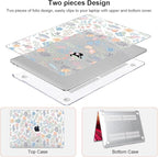 for MacBook Pro 13 inch Case 2022 2021 2020-2016 Release M2 M1 Chip A2338 A2251 A2289 A2159 A1989 A1706, Shiny Pattern Plastic Hard Shell Case Keyboard Cover Screen Film, Starry Sky Flowers