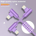 iPhone Charger 3 Pack 10FT USB A to Lightning Cables 90 Degree Charge Cable MFi Certified Nylon Braided Fast Charging Cord for iPhone 14/13/12/11/X/Max/8/7/6/6S/5/5S/SE/Plus/iPad
