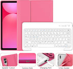 Galaxy Tab S9 FE+/ S9+ /S10+ 12.4 Inch Case with Keyboard, Detachable Bluetooth Keyboard with Pen Holder for Samsung Tab S10+ Plus/S9+ Plus/S9 FE+ Plus 5G 12.4", Pink