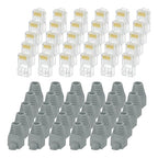 MECCANIXITY 60pcs Cat6 RJ45 Pass Through Connectors, RJ45 Connector 8P8C Gold Plated Plugs with 60pcs Dark Grey Strain Relief Boots for Solid or Stranded UTP Ethernet Cable, 1.1mm