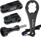 HSU Aluminum Alloy Metal Adjust Arm Straight Joints Mount, Long and Short Vertical Direction Straight Joints Mount for Gopro Hero 13 12 11 10 9 8 7 6 5, AKASO Campark and Other Action Cameras (Black)
