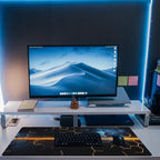 Large Gaming Mouse Pad,Golden Lines Honeycomb Technology Desk Mat,Honeycomb Technology Desk Pad,Extended Computer Keyboard Mouse Pad with Non-Slip Base and Stitched Edge,35.4"x15.7"