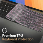 Kuzy Pink Premium MacBook Pro 14 inch Keyboard Cover M4 16" 2025 2024 2023 M3 M2 M1 Pro Max - MacBook Air 13 inch Keyboard Cover 15" M4 - A3240 A3241 A3401 A3403 A3114 A3113 - US Layout TPU, Pink