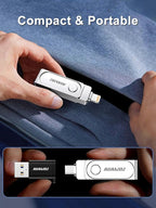 512GB Flash Drive Intended for iPhone, Memory Stick Storage Files Photos Videos Backup, Compatible with iPhone iPad Android PC, Plug and Play, No Application Required (Metal Silver)