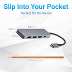 Amazon Basics USB 3.2/3.1 Gen 2 Hub Dock, 10Gbps, USB-C to 1xUSB-C / 3xUSB-A Works with Windows/Mac, Silver, Black