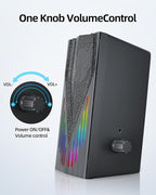 Computer Speakers with 6 Colorful RGB Lights,USB Powered 3.5mm Aux with Loud Stereo Sound,Headphone-in for Desktop,PC/Laptop/Tablet Phone