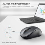 WisFox 2.4G Wireless Mouse for Laptop, Ergonomic Computer Mouse with USB Receiver and Type-C Adapter, 3 Adjustable Levels DPI, 6 Button Cordless Wireless Mice (Grey)
