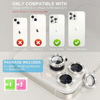 Choiche [3+1 for iPhone 13 Pro/iPhone 13 Pro Max Camera Lens Protector Bling, 9H Tempered Glass Camera Cover Screen Protector Metal Ring Decoration Accessories (Diamond-Silver)