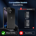 CACOE for iPhone 16/16 Plus Camera Lens Protector - Metal Frame Tempered Glass Cover, [Anti-Scratch] [Drop-Proof][Strong-Adhesion] Camera Screen Cover (Black)