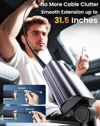 Retractable Car Charger with Air Freshener Diffuser & Star Lights,Multi Port Cigarette Lighter Adapter for iPhone Car Phone Charger USB-C/Type-C Fast Charging with 2 Retractable Cable (Black)