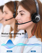 USB Headset with Mic for PC, On-Ear Computer Laptop Headphones with Noise Cancelling Microphone Control for Home Office Online Class Skype Zoom (3.5mm, Black)