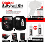 Photographic Solutions Digital Survival Kit - Type-2 (17mm) Sensor Swabs, PEC-PAD Photo Wipes, E-Wipe Packet, Aeroclipse Optic Cleaner Non-Flamable Solution - Camera Cleaning Kit with Travel Bag
