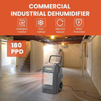 Abestorm Commercial Dehumidifier with Pump Drain Hose, 180 Pints Large Capacity Industrial Dehumidifier for Basements, Garages, Job Sites, 5 Years Limited Warranty, Grey
