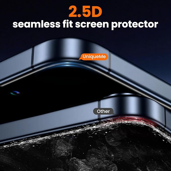UniqueMe for iPhone 15 Pro Screen Protector - [Military Grade Shatterproof & 9H+ Hardness] Screen Protector 15 Pro Tempered Glass Full Coverage Protection, Easy Installation, 2 Packs