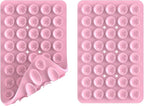 2PACK Silicone Double Sided Suction Phone Case Mount, Detachable Hands Free & Strong Grip Holder for Selfies & Videos, Compatible iPhone Android (Light Pink, 2Pack 40 Suction Cups)