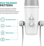 Movo UM700W White Desktop USB Microphone for Computer - Studio Mic with 4 Pickup Patterns - USB Gaming Microphone for PC, Mac, and Android - Best Mic for Podcast Recording and Streaming Setup
