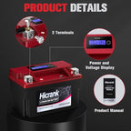 YTX9-BS, 2X Cranking Power, 5X Life, Lithium LiFePO4 Motorcycle Battery, 280 CCA, Digital Readout,Powersports Battery,Fits for ATV,UTV,4 Wheeler,Seadoo,Polaris,Lawn Mower,Generator
