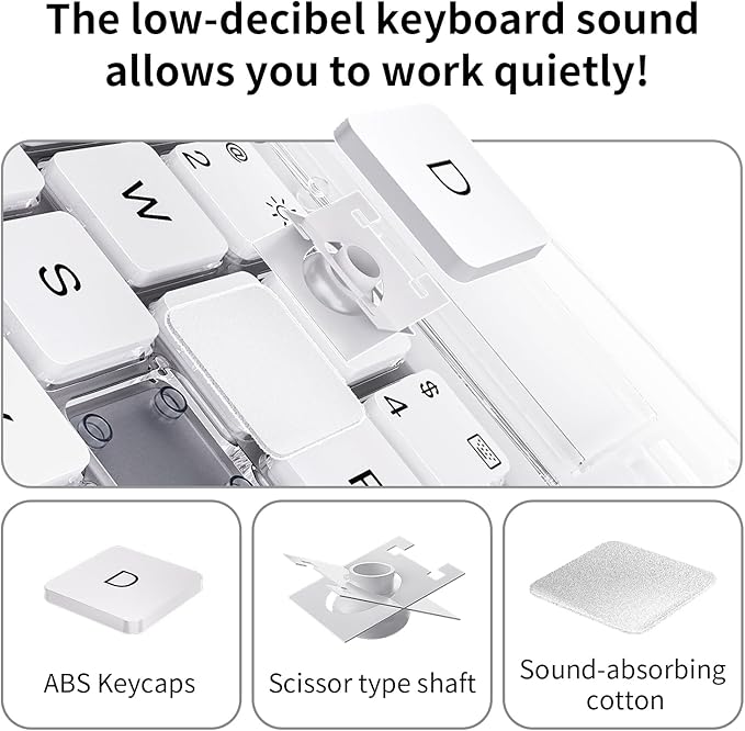 iPad Keyboard Case for 2024 M4 iPad Pro 11 inch, Magic Wireless Keyboard with Trackpad 7 Color Backlit, 360° Rotating Stand Transparent Protective Cover with Pencil Holder (White)