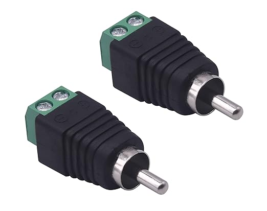 RCA Plugs for Speaker Wire, RCA to AV Screw Terminal Connector, Phono RCA Male Plug Solderless Converter Audio/Video Speaker Wire Connectors Solderless Adapter(12 Pack)