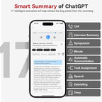 AI Voice Recorder with Transcribe Summarize: Note Voice Recorder with APP Control, 30H Continuous Recording, 64GB Memory Support 100+ Languages, AI Recorder for Calls, Lectures, Meetings