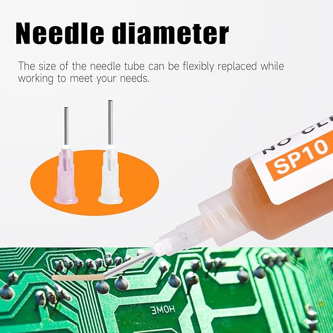 TOWOT No-Clean Soldering Flux Paste for Electronics, 30 ml, Pneumatic Dispenser with Plunger & Dispensing Tip