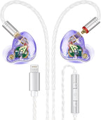 Vibes 202ML Wired Earbuds - HiFi in Ear Headphones - Noise-Isolating Ear Buds w/ Mic - Clear Sound, Deep Bass, Comfort-Fit Earphones - MMCX–Lightning for iPhone 5–14, Silver Plated Cord, Carrying Case
