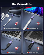 MoKo Lightning to USB C Adapter 2Pack, NOT for Lightning Earbuds/Headphones/OTG, USB-C to Lightning Adapter for iPhone Air 17 16 15 Pro Max Plus,iPad Pro/Air,Galaxy,ONLY for Charging/Data Sync, Blue