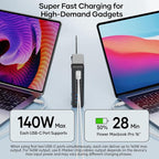 500W USB C Charger Block, 10-Port Charging Station, GaN PD 140W Type C Fast Charger Hub for MacBook Pro/Air, DELL, iPad, iPhone, Samsung Galaxy, Low Profile Flat Plug