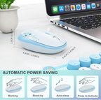 Wireless Keyboard and Mouse Set, 104 Round Keys Full-Size Cute Colorful Keyboard and Mouse with Retro Typewriter for PC/Mac/Laptop/Tablet/Computer/Windows Blue