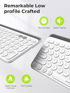 seenda Bluetooth Keyboard and Mouse for iPad, CTU-301 Multi-Device Bluetooth + 2.4G Wireless Keyboard Mouse with Tablet Holder for MacBook/Windows Computer, iOS/Andriod Tablet Phone, White