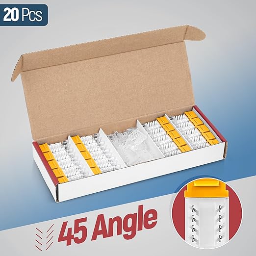 Everest 45° Angled RJ45 Cat6 Keystone Jacks 20-Pack in Yellow - Slim Profile Female RJ45 Connectors - Cat 6 Keystone Jack - Compatible with 45° Angled Speed Termination Tool - 45Term (B0BL3GS7ZY)