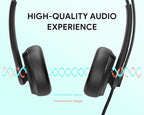 UH34 USB Headset with Microphone for PC Laptop,Wired Headset,On-Ear Headphones with Noise-Cancelling Microphone UH34 Dual UC