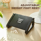 2 Pcs Foot Rest for Under Desk at Work, Ergonomic 6 Heights Adjustable Footrest with Massage Roller, Chair Footrest for Leg Rests for Office and Home Pressure Relief(Black)