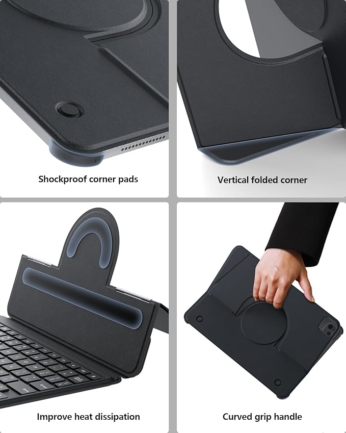 Nillkin for iPad Air/Pro 13 Inch Case with Detachable Keyboard, Slim Magnetic Rugged Keyboard Case for iPad Air 13 M3/M2 and iPad Pro 13 (7th Gen) M4 with Stand Backlit Multi-Touch Trackpad, Black