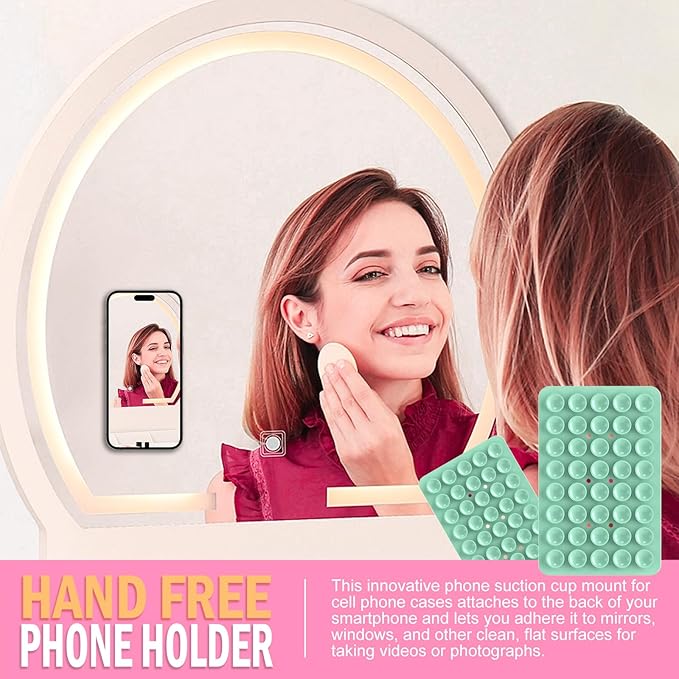 2PACK Silicone Double Sided Suction Phone Case Mount, Detachable Hands Free & Strong Grip Holder for Selfies & Videos, Compatible iPhone Android (Turquoise, 2Pack 40 Suction Cups)