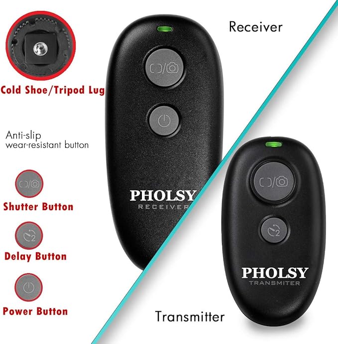 PHOLSY Wireless Shutter Release Remote Control for Sony a1, a9, 9M2, a7M4, a7M3, a7RM2, a7RM3, a7RM4, a3500, a6600, a6500, a6400, a6100, RX100M4, RX100M6, RX100M7, RX10M4, HX99, a68, a77, a350