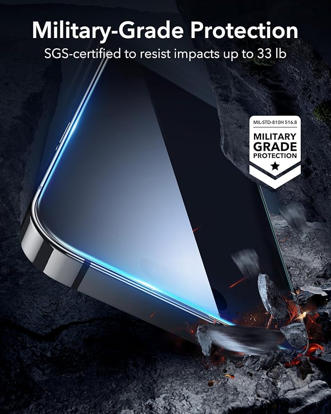 ESR 3 Pack for iPhone 14 Pro Max Privacy Screen Protector, Anti-spy Tempered-Glass Privacy Screen Protector with Flawless Fit Tray