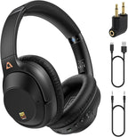 YMOO Bluetooth 5.3 Hybrid Active Noise Cancelling Headphones for Airplane Travel, Wired and Wireless ANC Headphones, 80H Playtime Over Ear Headphone, Low Latency Bluetooth Headset with Mic for Adults