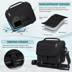 RAINSMORE Camera Bag, DSLR/SLR/Mirrorless Camera Case with Tripod Holder Waterproof Camera Sling Bag Crossbody Camera Bags for Photographers with Rain Cover for Canon/Nikon/Sony/Fuji, Black
