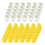 MECCANIXITY 60pcs Cat6 RJ45 Pass Through Connectors, RJ45 Connector 8P8C Gold Plated Plugs with 60pcs Yellow Strain Relief Boots for Solid or Stranded UTP Ethernet Cable, 1.1mm