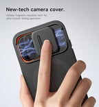 SURITCH for iPhone 16 Case with Magnetic Camera Slide Cover and Adjustable Kickstand, Compatible with MagSafe, Shockproof Bumper Case Slim Protective Cover 6.1 Inch, Black