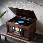 Victrola Navigator 8-in-1 Bluetooth Record Player with Built-in Speakers – 3 Speed Turntable, CD Player, Cassette, FM Radio, USB, RCA Out, Headphone Jack, Wireless Music Streaming, Real Wood (Oak)