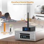 1Mii 3-in-1 2.4Ghz Wireless Audio Transmitter Receiver for 2 Subwoofer/Active Speaker/Power Amplifier, 20ms Low Latency, 320ft Range, Optical/Coaxial/3.5mm(RCA) Audio Input/Output