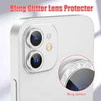 AGVEE 3+3 6 Pack for iphone 12 Pro/12/12 Mini/11 Pro Max/11 Pro/11 Camera Lens Cover Protector, Bling Diamond & Bling Glitter Metal Ring 9H Tempered HD Glass Camera Protector, Bling-Silver