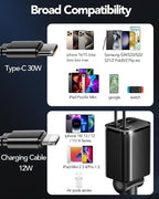 Retractable Car Charger, 4 in 1 Fast Car Charging 60W, Compatible for iPhone 16 Car Travel Essentials Charger, Women Men for Gifts USB C Car Honda Civic Accessories Adapter Compatible for iPhone 16 15