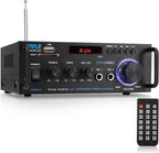 Pyle 200W Wireless Bluetooth Stereo Power Amplifier - 2-Channel Audio Receiver with RCA - USB - SD - MIC IN - FM Radio - Remote Control - AUX Input for Home Theater & Studio Use - PDA29BU.6