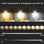 Video Conference Light for Computer, Dimmable Camera Lighting for Video Recording, Meeting, Laptop & Webcam, 15W Ring Light with C- Clamp,Swing Arm, Remote, Memory & Timer CRI >95